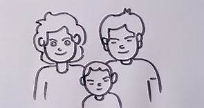 Family drawing // How to draw simple family //family drawing with 3 members