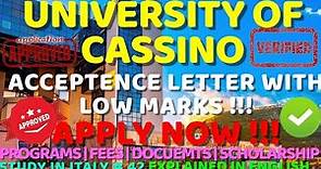 UNIVERSITY OF CASSINO & SOUTHERN LAZIO | ADMISSIONS OPEN | FEES | PROGRAMS | DOCUMENTS |SCHOLARSHIPS