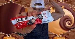 NEW QUEST HIGH PROTEIN CANDY BAR REVIEW! Caramel with PEANUTS!