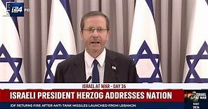 Israel's President Isaac Herzog addresses the nation