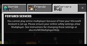 Fix Minecraft Error You Cannot Play Online Multiplayer Because Of How Your Microsoft Account Is Set