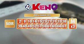 Tirage du soir Keno® du 08 février 2024 - Résultat officiel - FDJ