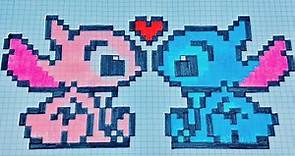 Como Dibujar STITCH Y ANGELA PIXELADOS | Pixel Art Paso a Paso