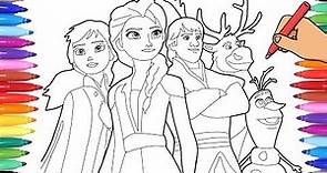 DISNEY FROZEN 2 COLORING PAGES - DRAWING ELSA ANNA AND OLAF - FROZEN 2