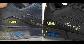 Real vs Fake Louis Vuitton trainer sneaker. How to spot fake Loui V trainers