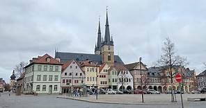 Walk through the beautiful historic old town of Saalfeld on the river Saale in Thuringia, Germany