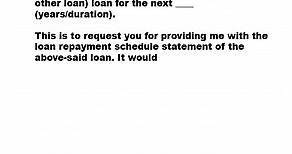 Request Letter for Loan Repayment Schedule Statement - Letter to Request for Loan Repayment Schedule