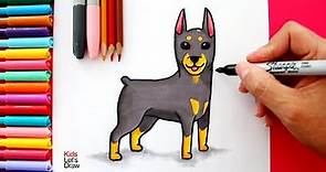 Cómo dibujar un Perro DÓBERMAN Fácil | How to draw Dobermann Dog easy!