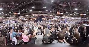 On the convention floor, celebrating with the New York delegation