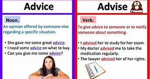 ADVICE vs ADVISE 🤔| What's the difference? | Learn with examples