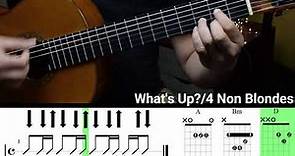 What's Up -- 4 Non Blondes (Tutorial,guitarra, acordes, ritmo fácil, ideal para principiantes)