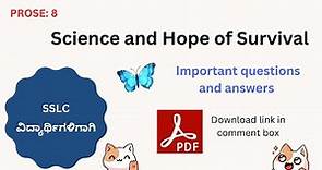 Science and Hope of Survival questions and answers | Notes of Science and Hope of Survival for SSLC