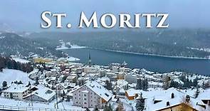 St. Moritz, Switzerland 4K - Snowy Scenic Walk, Relaxing Snowfall Video - Travel Vlog, Walking Tour