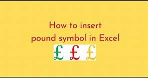 How to insert pound symbol in Excel