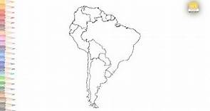 Map of South America outline sketch | How to draw South America Map outline drawing step by step