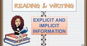 Grade 11 - Reading and Writing: Module 3: Explicit and Implicit Information Based on the MELCs