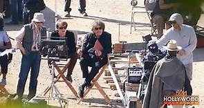 Al Pacino films 'Billy Knight' with Patrick Schwarzenegger and Charlie Heaton in Los Angeles