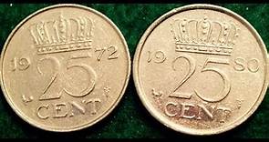 1972 & 1980 Netherlands 25 Cent Coins