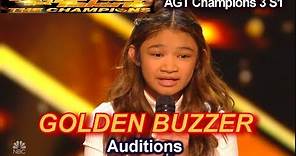 Angelica Hale wins Golden Buzzer sings Fight Song Audition| America's Got Talent The Champions 3 AGT
