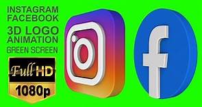 Instagram & Facebook 3D logo Green Screen 3D Logo Animation (Spin/Rotate Looping) 30fps