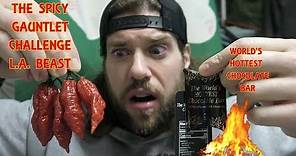 The Spicy Gauntlet Challenge (ft. World's Hottest Chocolate Bar- 9 Million Scoville) | L.A. BEAST