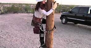 Girlfriend pole climb attempt
