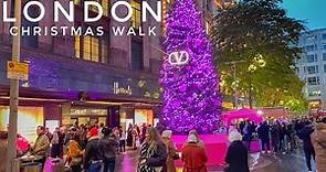 London Christmas Lights Windows Shopping Harrods & Harvey Nichols | London Walk 2023 [4K HDR]