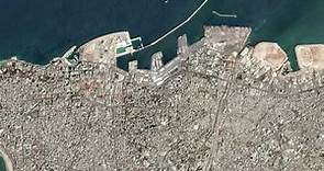Imágenes satelitales muestran el puerto de Beirut antes y después de la explosión