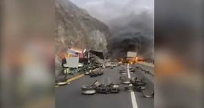 Fiery aftermath of Hwy 1 crash caught on tape