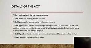 The Elementary and secondary Education act of 1965