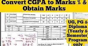 How to convert CGPA into Percentage Marks | Obtain Marks | Total Marks