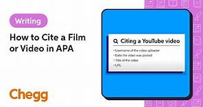 How to Cite a Film or Video in APA | Chegg