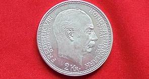 DENMARK SILVER 2 KRONER 1912 (UNC) - Death of Frederik VIII and Accession of Christian X