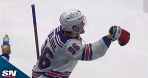 Jack Roslovic Blasts One-Timer Off Feed From Adam Fox For First Goal With Rangers