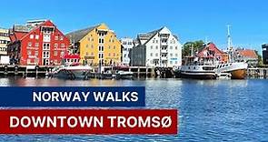 Central Tromso Walking Video - A Tour of Downtown Tromso in the Arctic Norway Summer