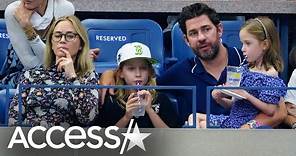 Emily Blunt & John Krasinski Bring Daughters To US Open