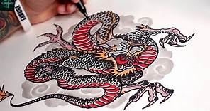 How to Draw Out a Tattoo Design | Japanese Dragon