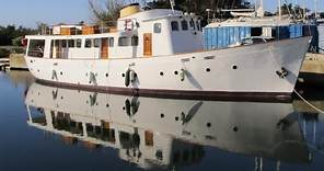 Canoe Stern Steel Transatlantic Motor Yacht For Sale with Gardner Engines