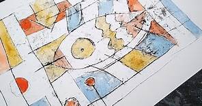 Monoprinting techniques of Paul Klee with block printing ink and watercolour