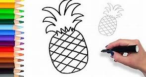 Learn How to draw Pineapple | Teach Drawing for Kids and Toddlers Coloring Page Video