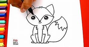 Cómo dibujar y colorear un ZORRO Kawaii | Aprender a Dibujar | KidsLetsDraw