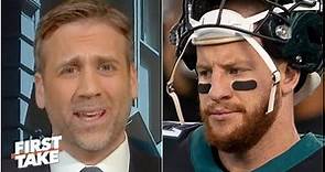 Max Kellerman rips Carson Wentz for 'pouting' about being replaced by Jalen Hurts | First Take