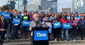 Tina Kotek wins Oregon's governor's race, holds press conference at Tom McCall Waterfront Park