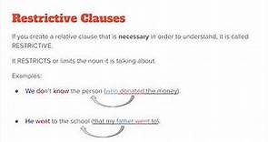 Restrictive and Nonrestrictive Clauses