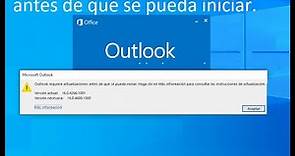 Outlook 2106 requiere actualizaciones antes de que se pueda iniciar