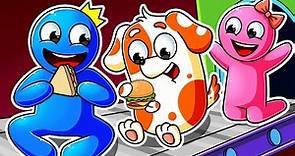 RAINBOW FRIENDS, BLUE ATE a lot with THE HELP of the CONVEYOR BELT?! | Rainbow Friends 3 Animation