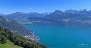 4K Gersau Lake Vierwaldstättersee Schwyz SWITZERLAND アルプス山脈 aerial view