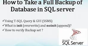 Full Backup in SQL server || Append & Overwrite backup file || Ms SQL
