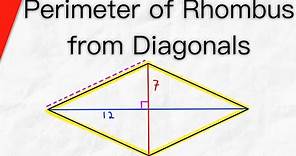Find Perimeter of Rhombus from Diagonals | Geometry