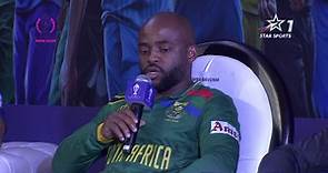 South Africa captain Temba Bavuma speaks at captains day for the ICC Cricket World Cup 2023 in India